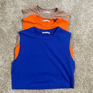Zara Vibrant Sleeveless Tops - Blue, Orange, Beige